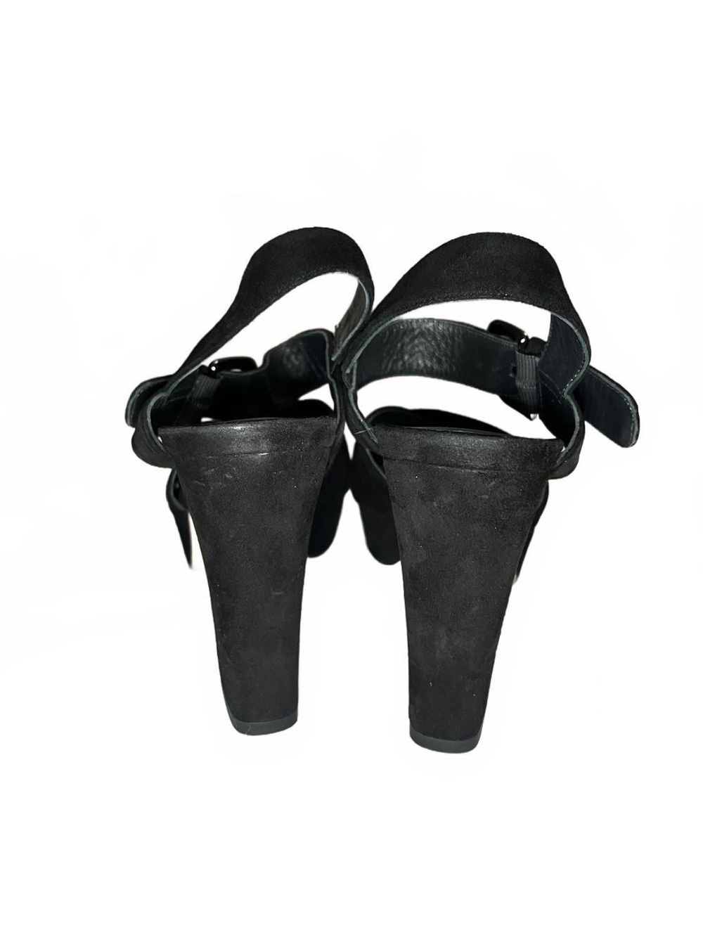 Stuart Weitzman Black Suede Platform Chunky Heel Sandals Size 7 - Picture 4 of 6